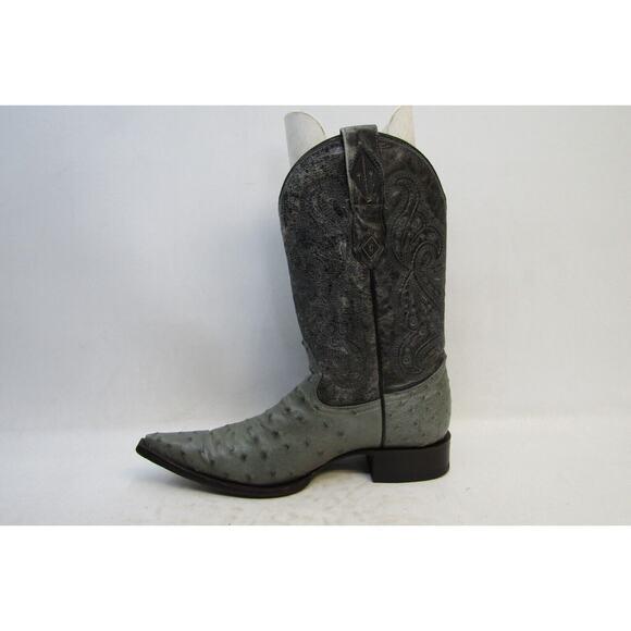 Correcaminos Mens Size 9 Black Leather Gray Smooth Ostrich Cowboy Boots main image 9